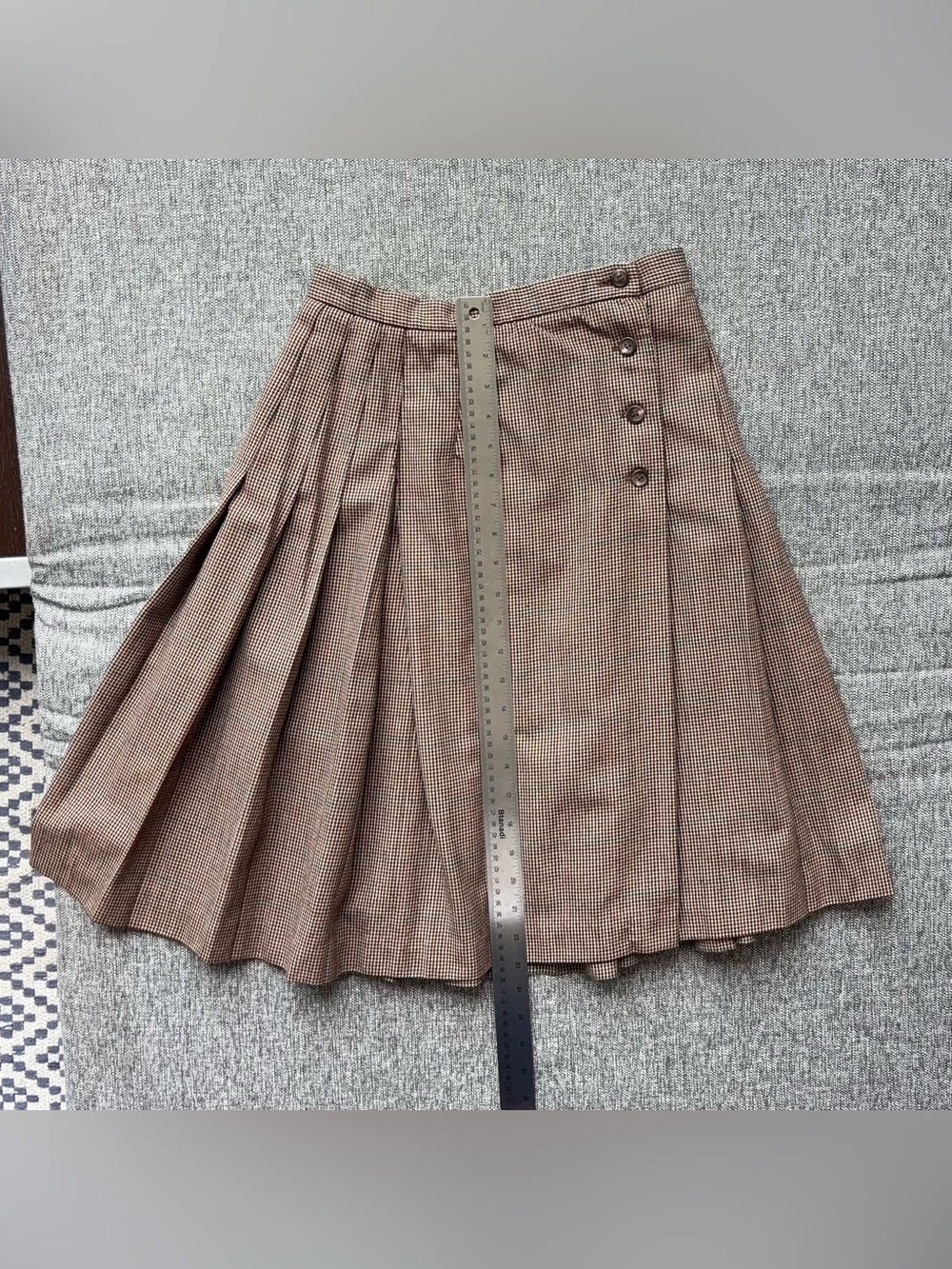 Vintage Ralph Lauren Blue Label 100% Wool Houndstooth Skirt Sz 8 Pleated MiUSA - Picture 16 of 16